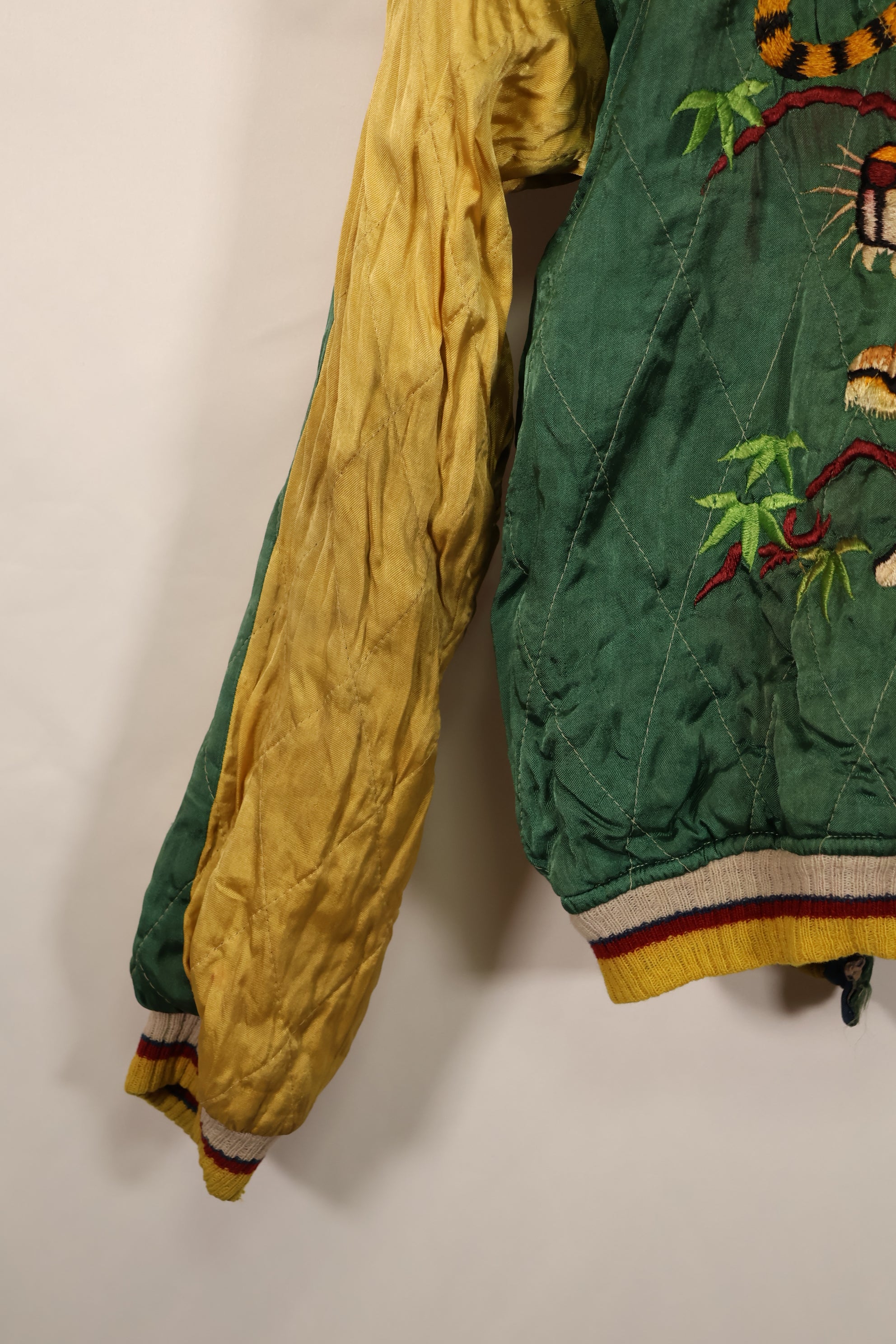 Real early 1950's Japan Jacket, rare embroidery, with piping, used, zipper damaged.