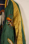 Real early 1950's Japan Jacket, rare embroidery, with piping, used, zipper damaged.