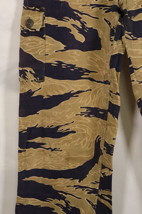 Late 1960s Gold Tiger Stripe Pants US Cut US-M Modified Faded Used