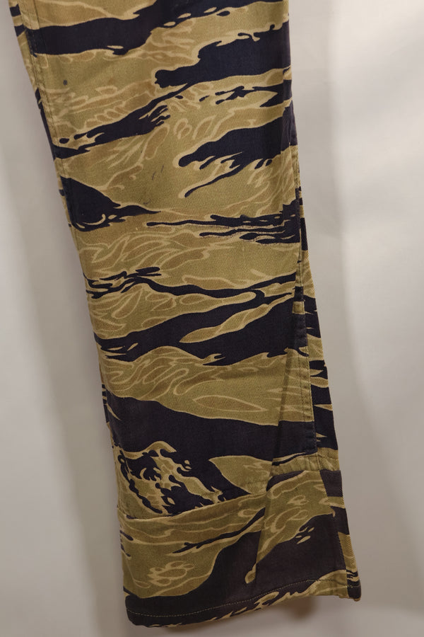 Late 1960s Gold Tiger Stripe Pants US Cut US-M Modified Faded Used