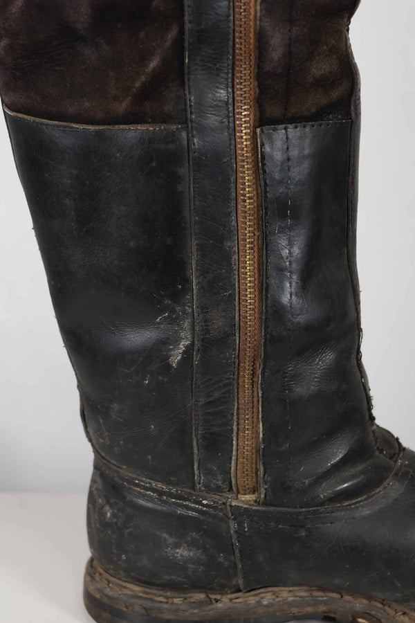 1940s German Air Force Luftwaffe black pilot boots, used.