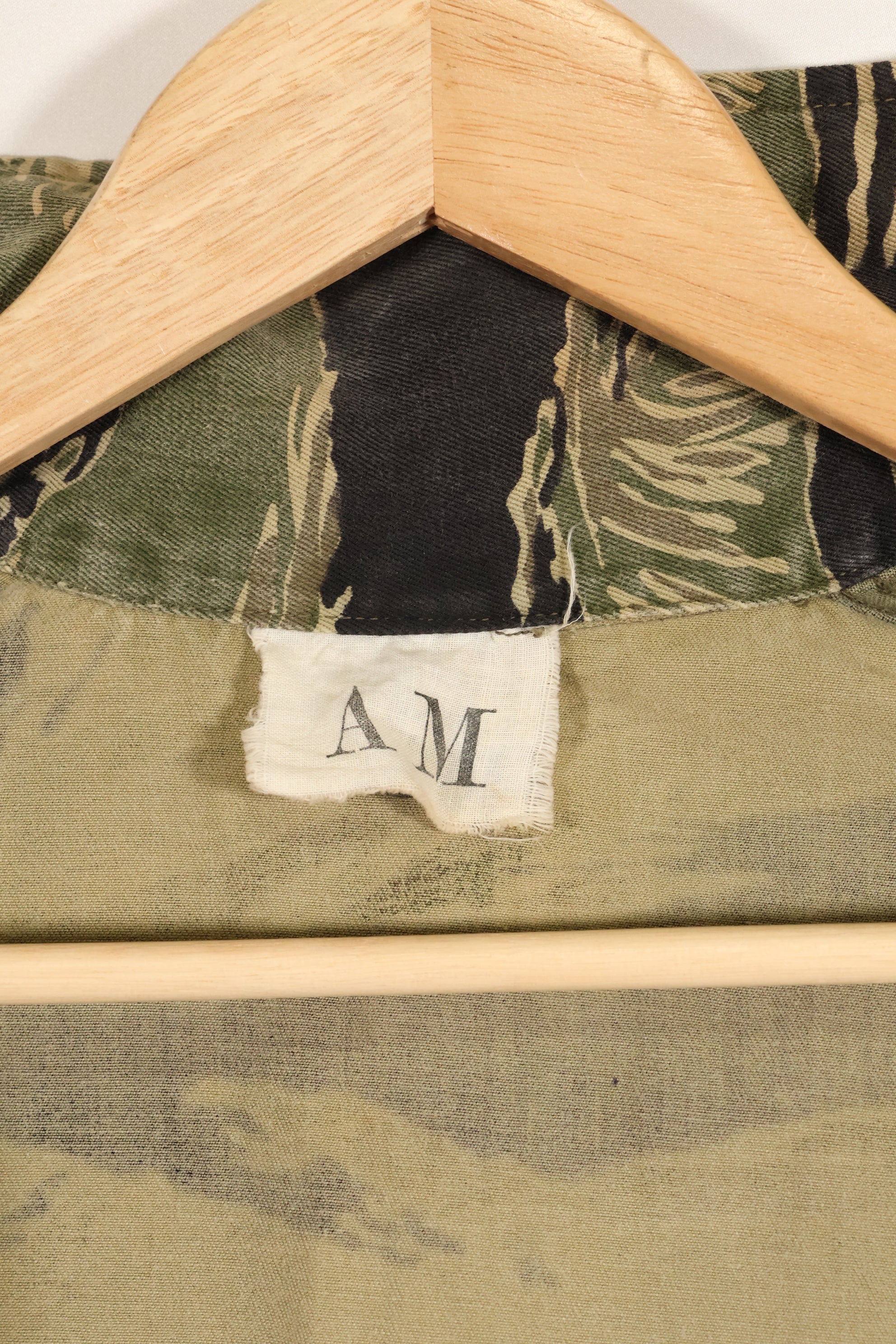 1960s A-M Okinawa Tiger Tiger Stripe Shirt Asian Cut in good used condition