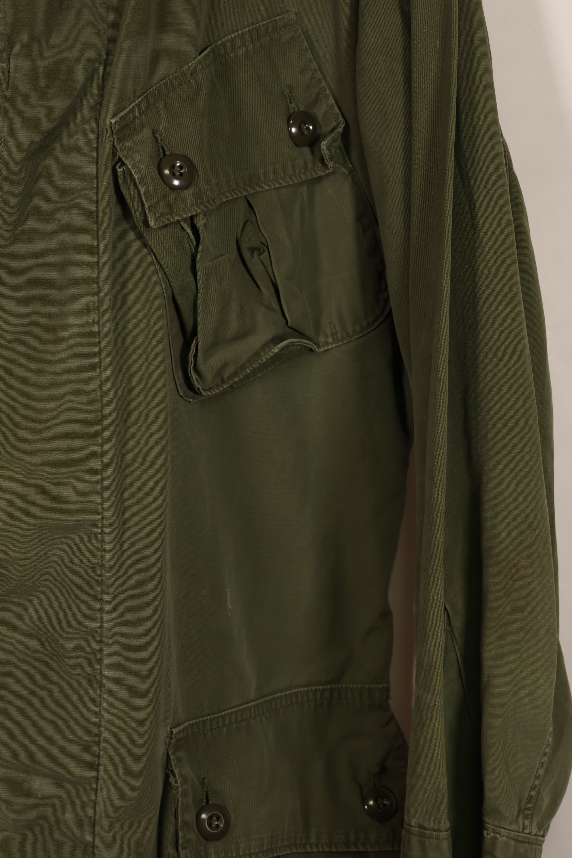 Real 1964 1st Model Jungle Fatigue Jacket, scratches, holes, poor condition.