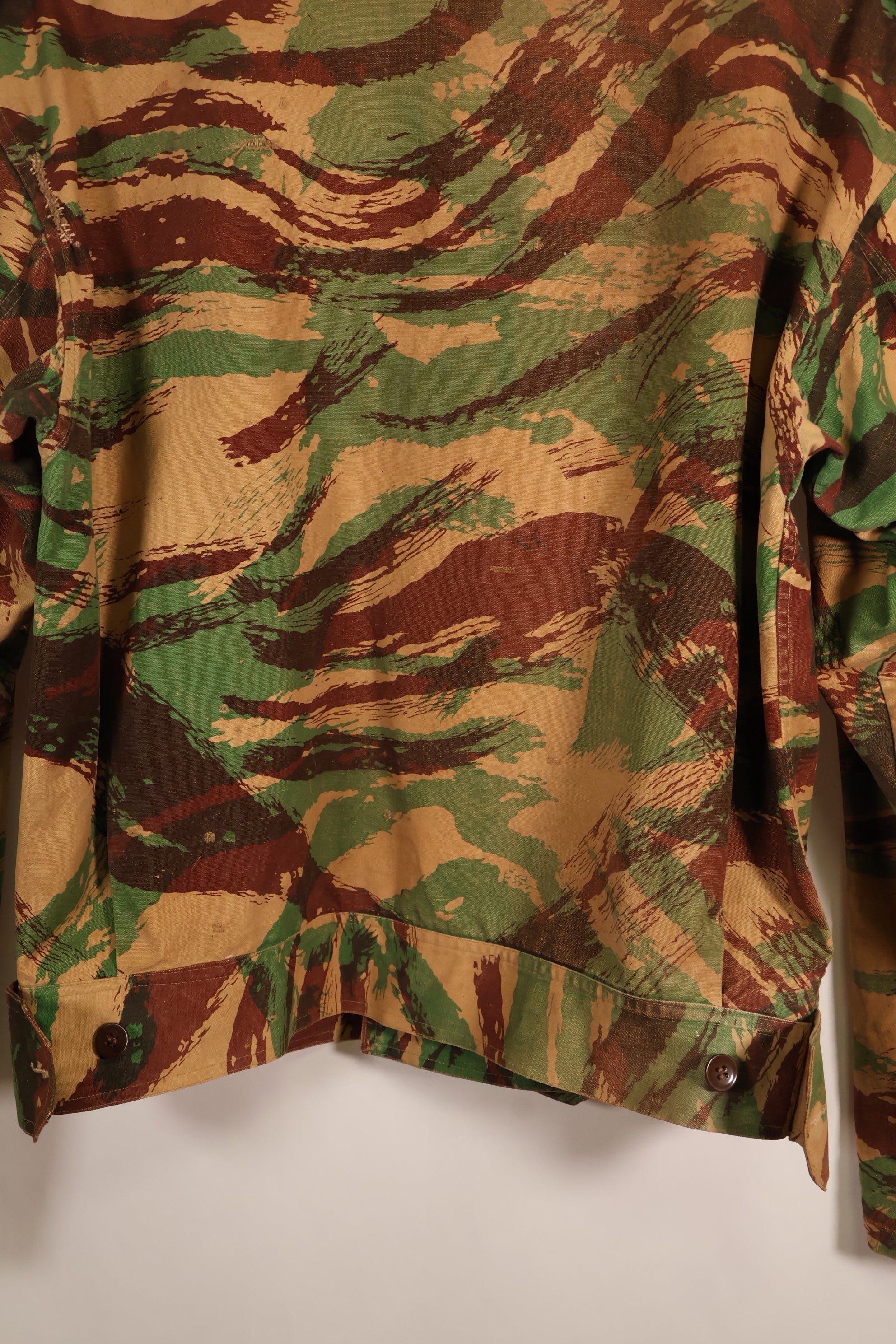 1950s, Indochina War, British Army Battle Dress-style, Lizard Camouflage, made from shelter half fabric, jacket, used
