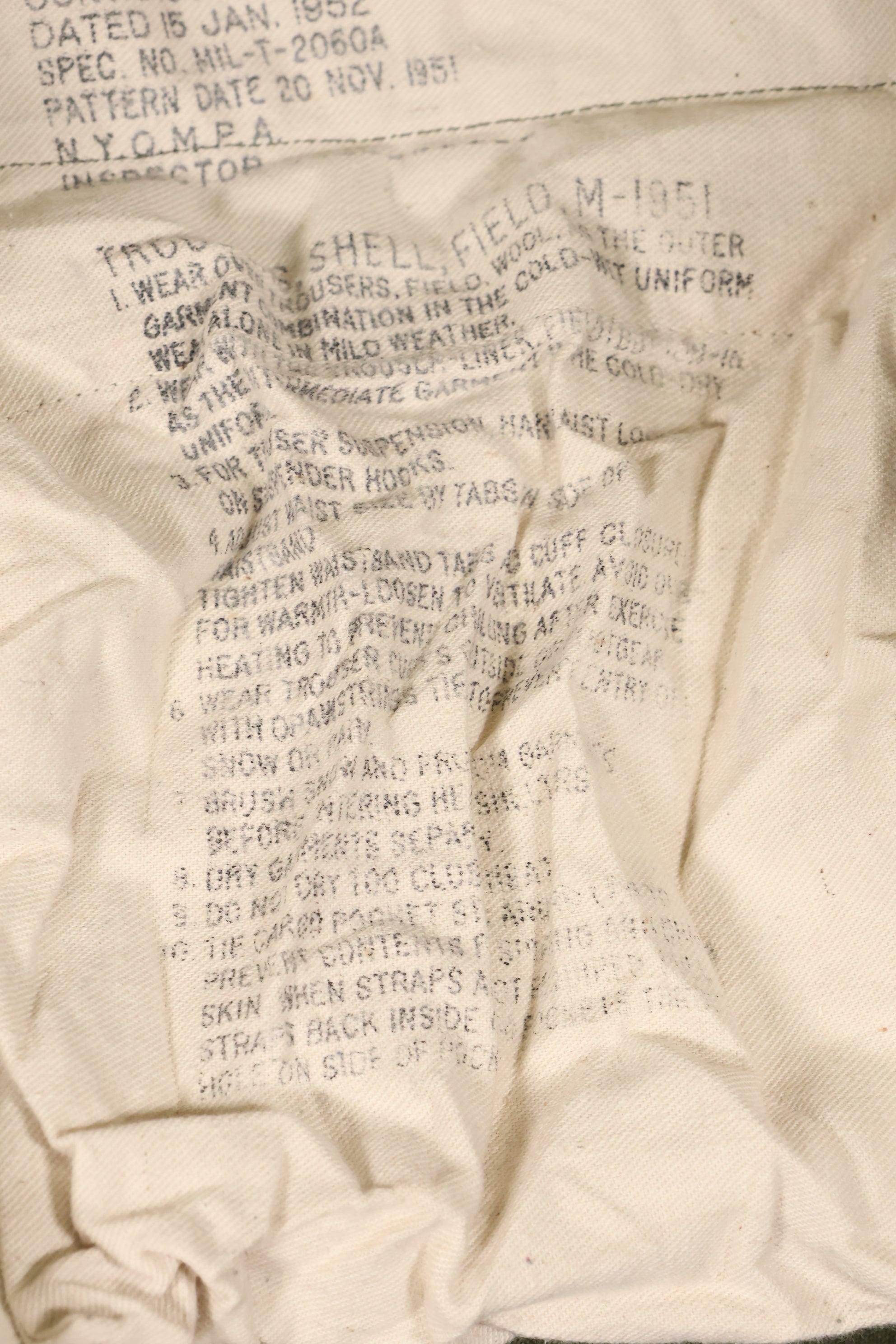 1952 Contract, M-L, U.S. Army, M51 Field Pants, Some Wear, Used