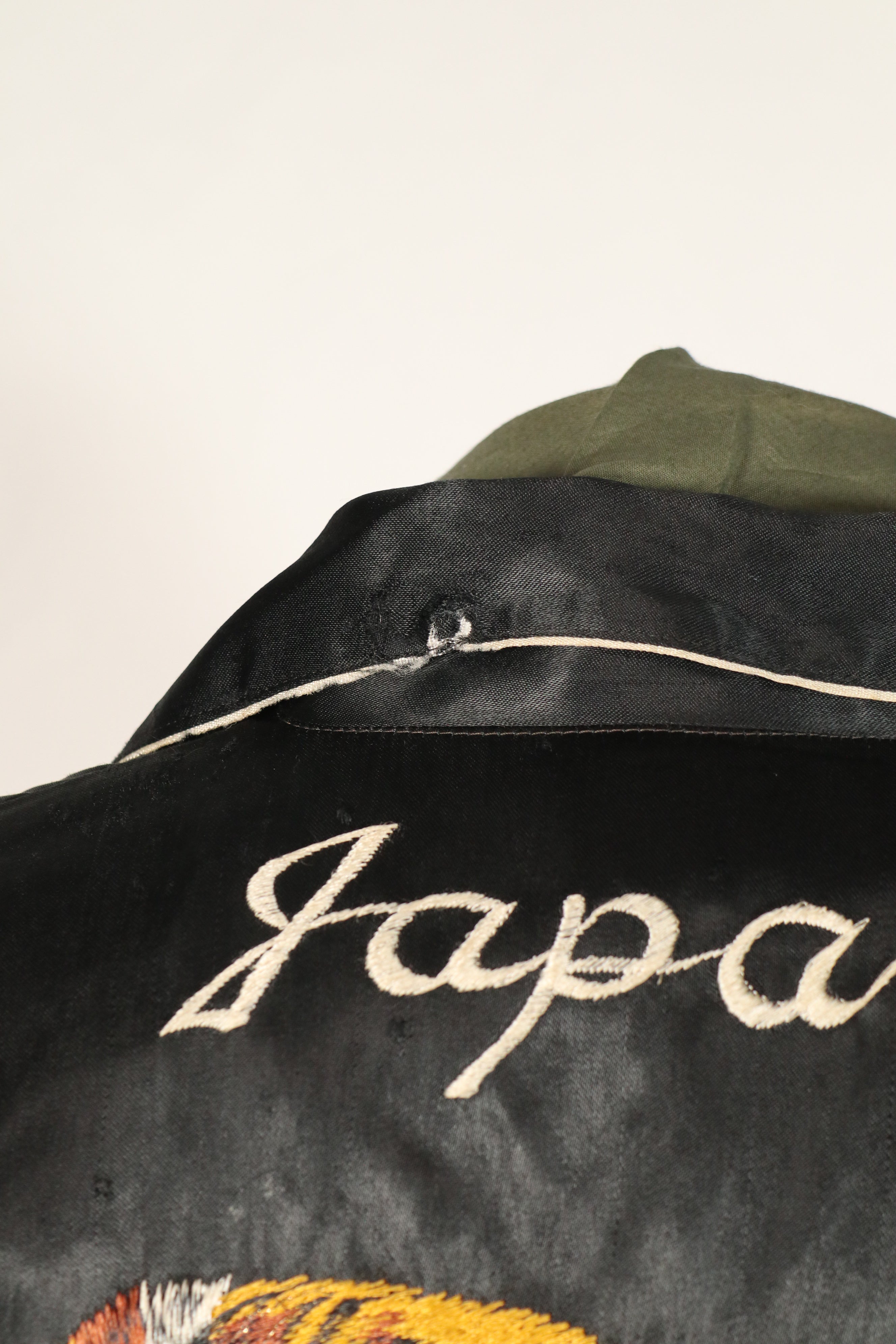 Estimated late 1940s-early 1950s early Japan Jacket, tiger embroidery, small scratches.