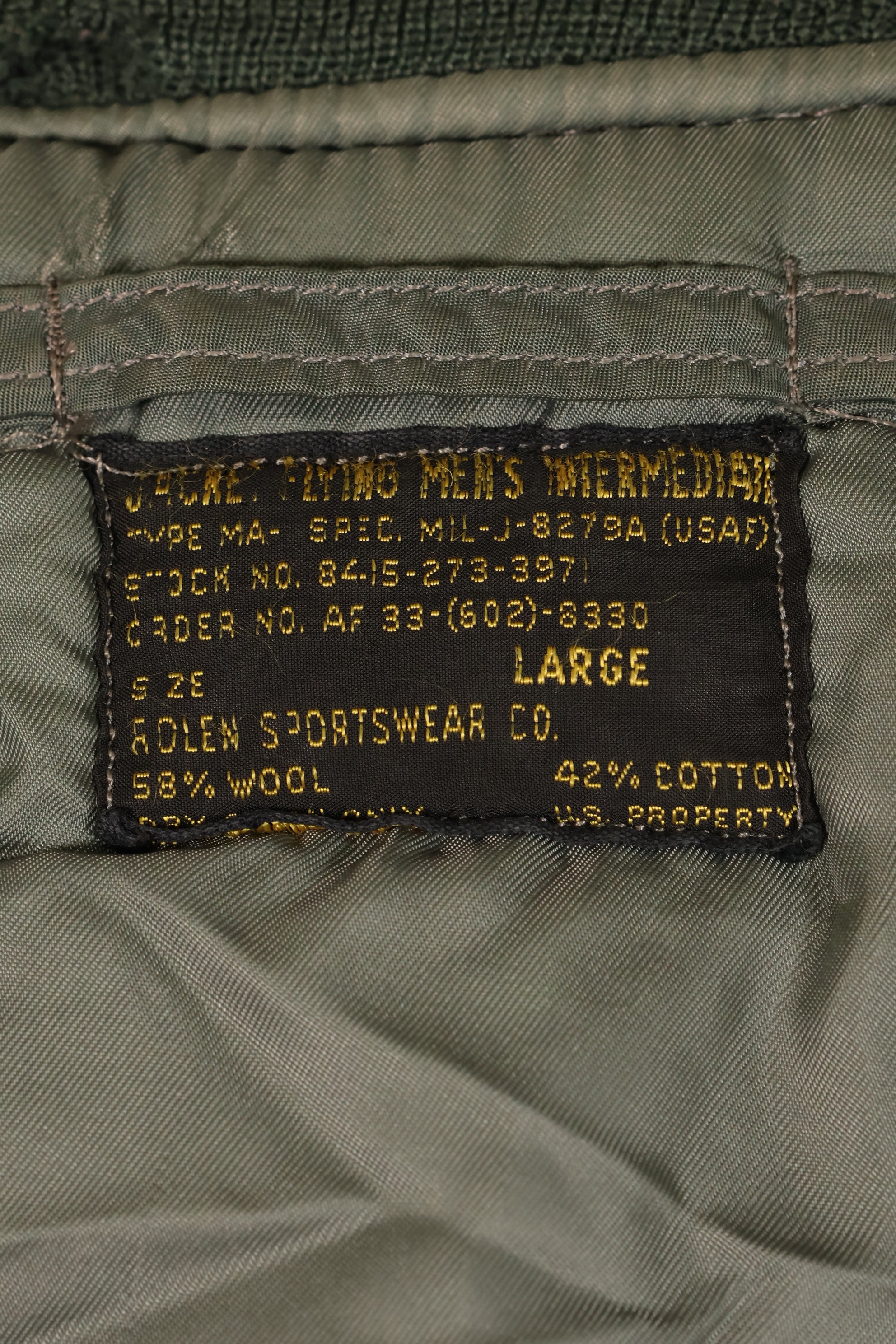 1950s LARGE U.S. Air Force Early Model MA-1 Flight Jacket, Intermediate, Used, Grade B