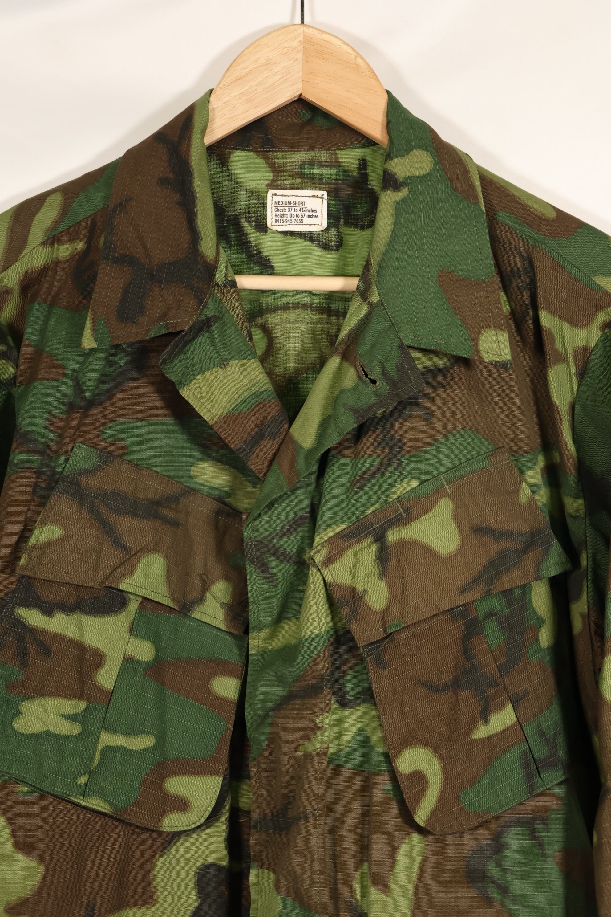 1968 Contract Deadstock M-S ERDL Green Leaf Camouflage Jungle Fatigue Jacket
