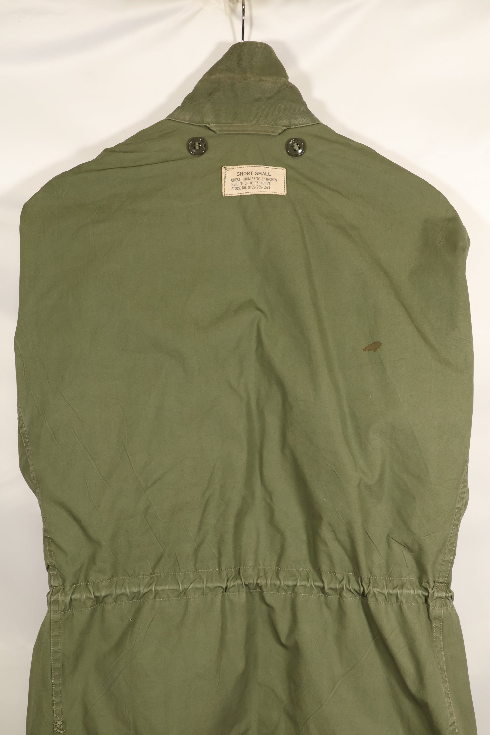 1960 Contract S-S U.S. Army M51 Field Jacket, stained, used.