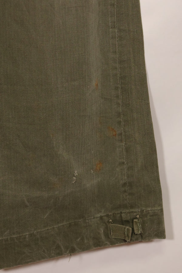 Real 1940s WWII US made British Army HBT jungle trousers, used.