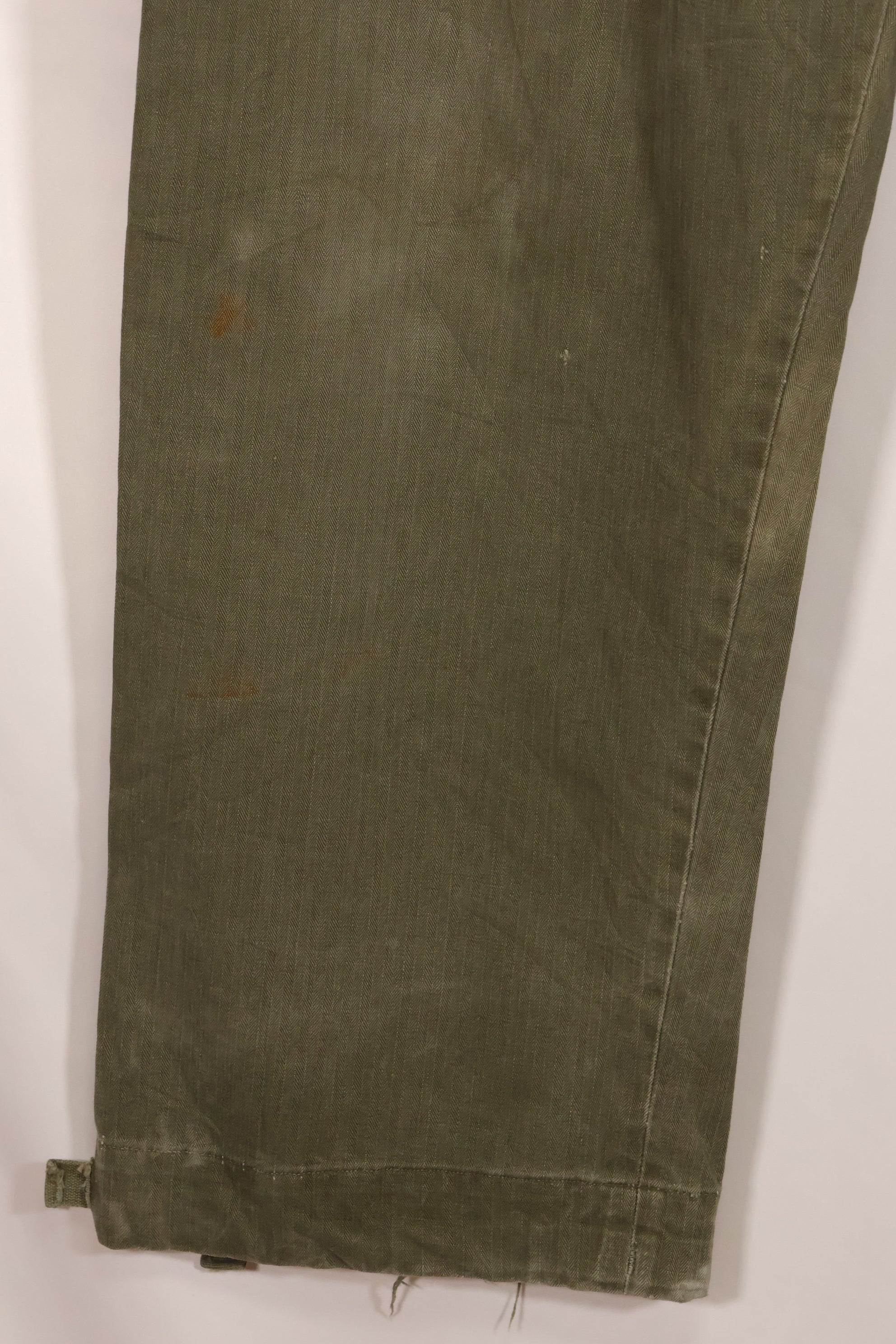 Real 1940s WWII US made British Army HBT jungle trousers, used.