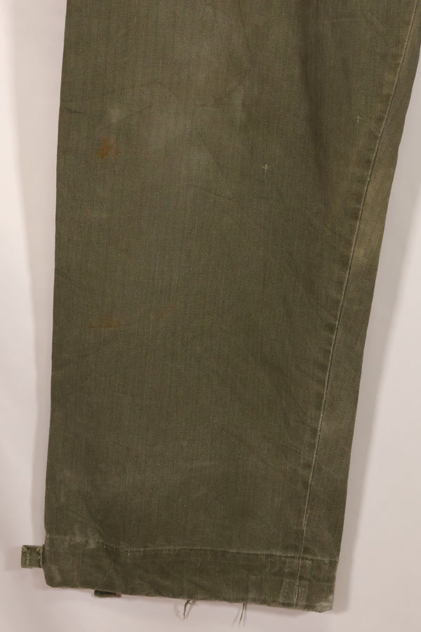 Real 1940s WWII US made British Army HBT jungle trousers, used.