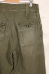 Real 1940s WWII US made British Army HBT jungle trousers, used.