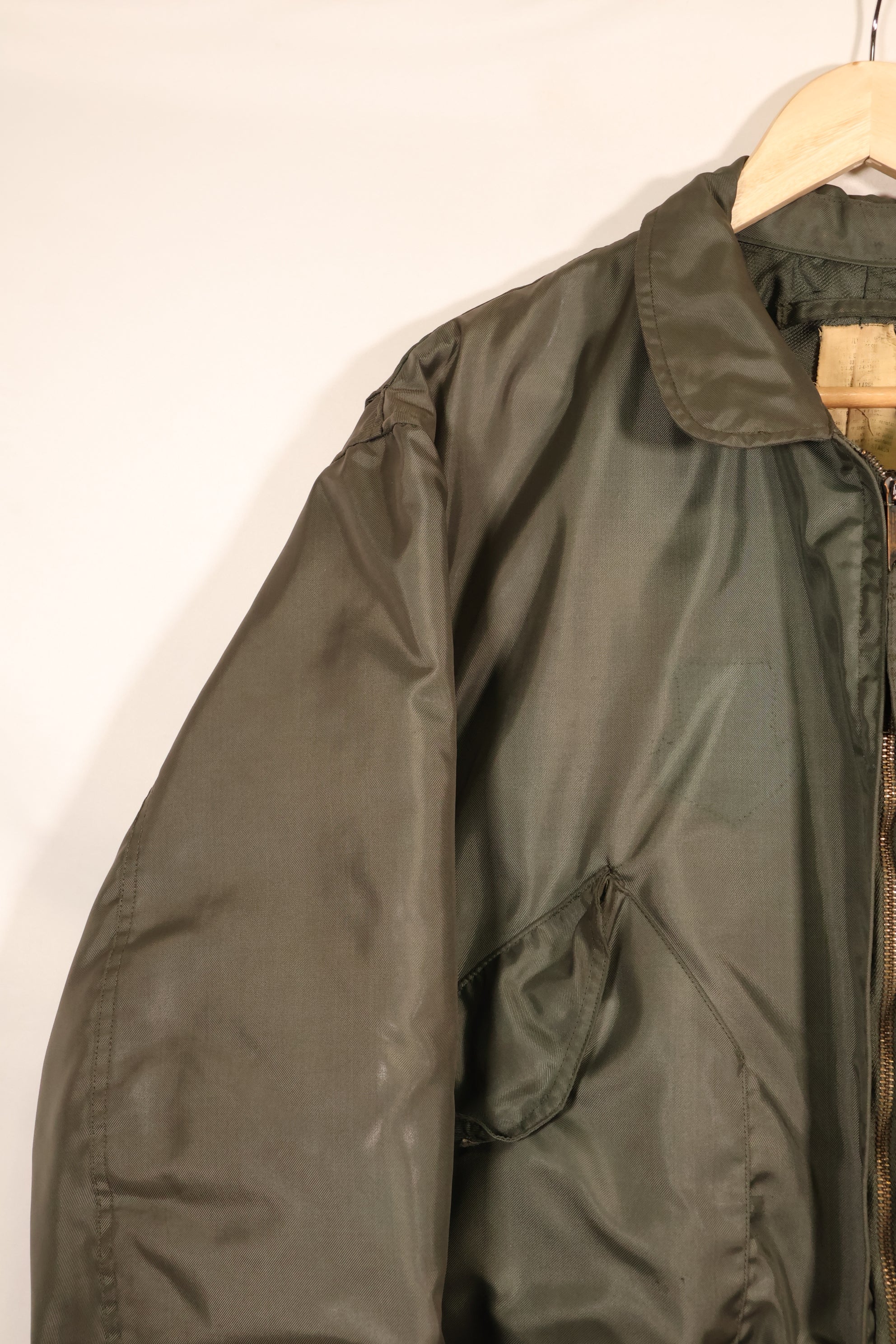 Estimated 1983 Contract, LARGE, U.S. Navy, CWU-45P Flight Jacket with Pleats, Used