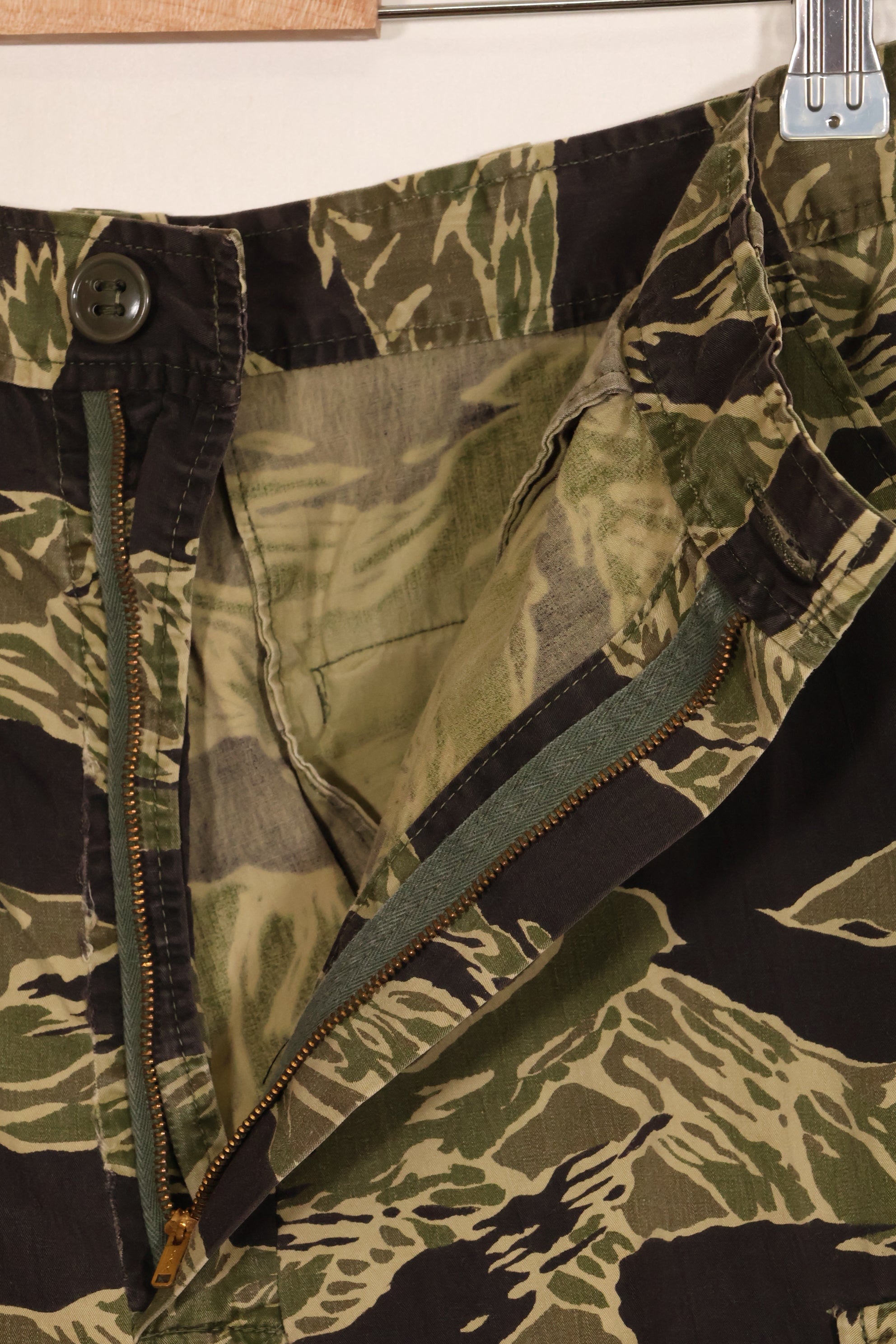 1960s lightweight fabric Okinawa Tiger jungle fatigues cut pants, used.