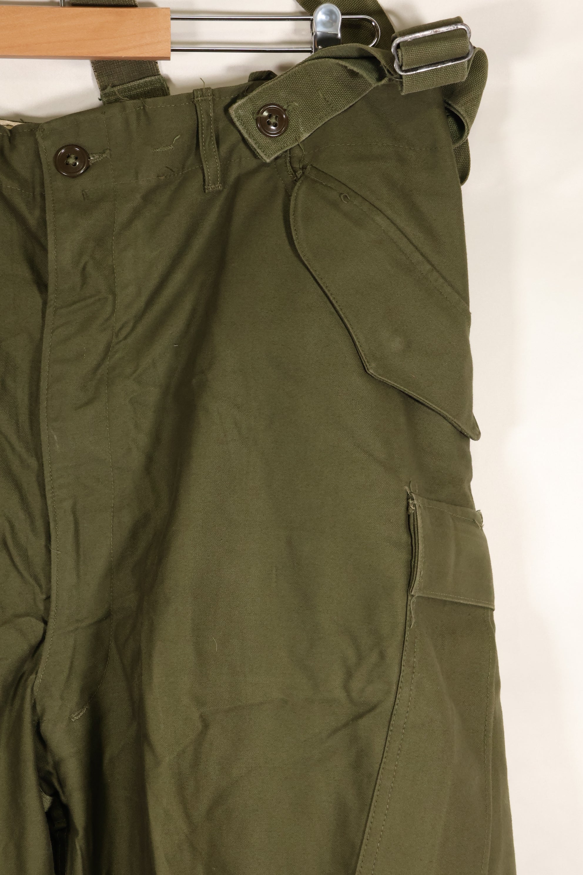 1951 Contract L-R M51 Cotton Field Pants with suspenders, used.