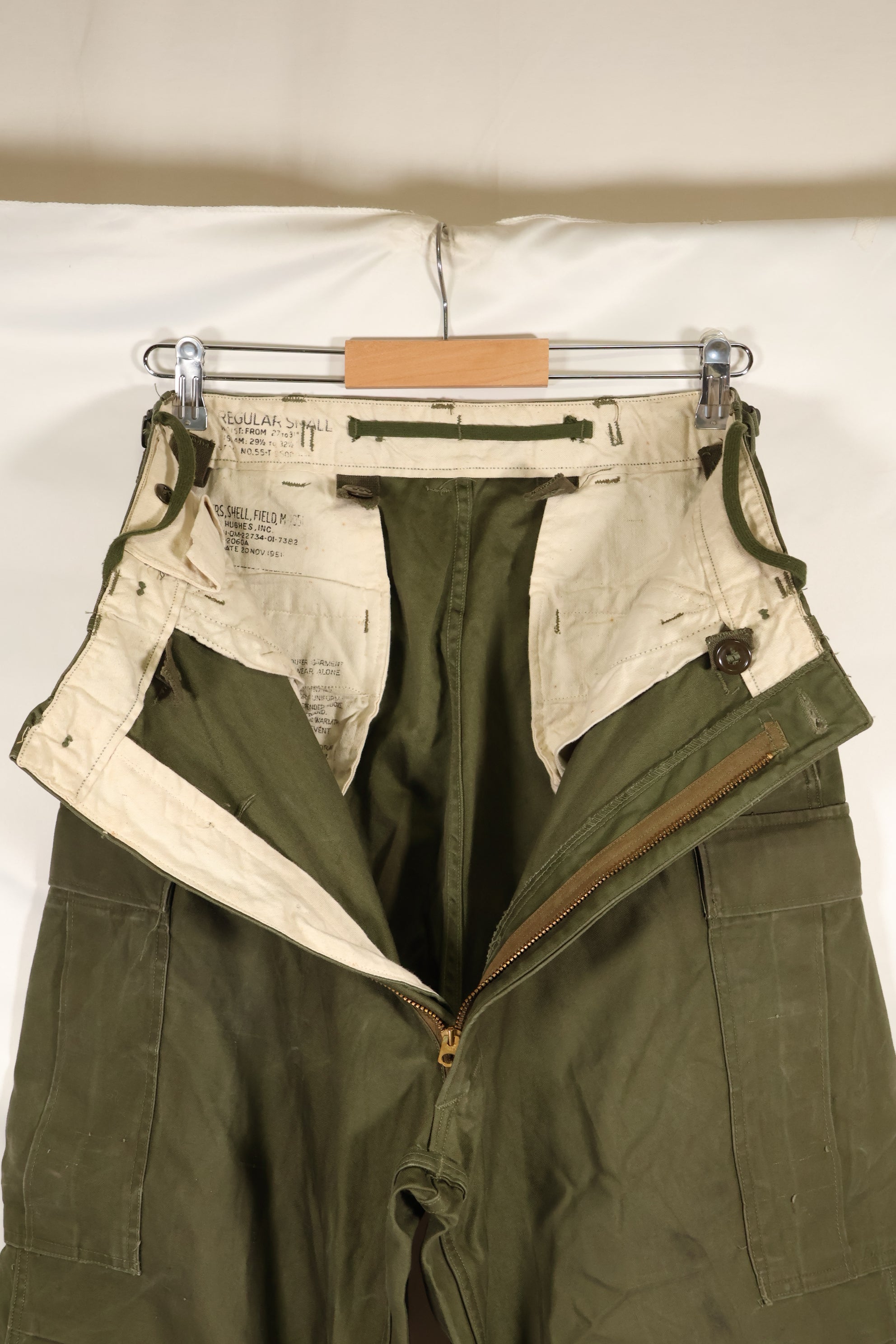 1951 Contract S-R M51 Cotton Field Pants with suspenders, used.