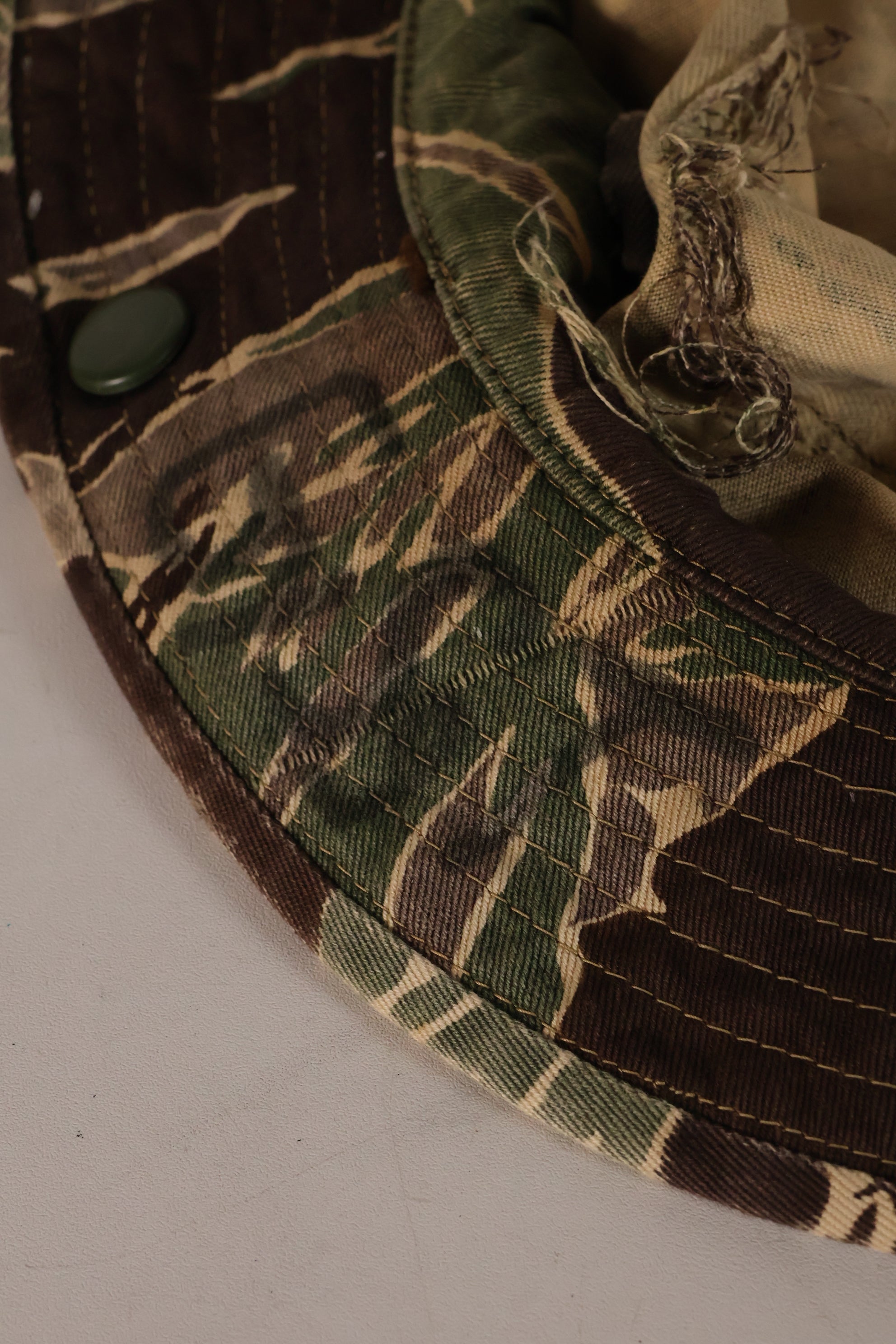 1960's Okinawa Tiger Pattern, Tiger Stripe, Boonie, Used with alterations