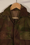 Real 1961 ARVN Windproof camouflage shirt, light fabric, missing buttons, rare.