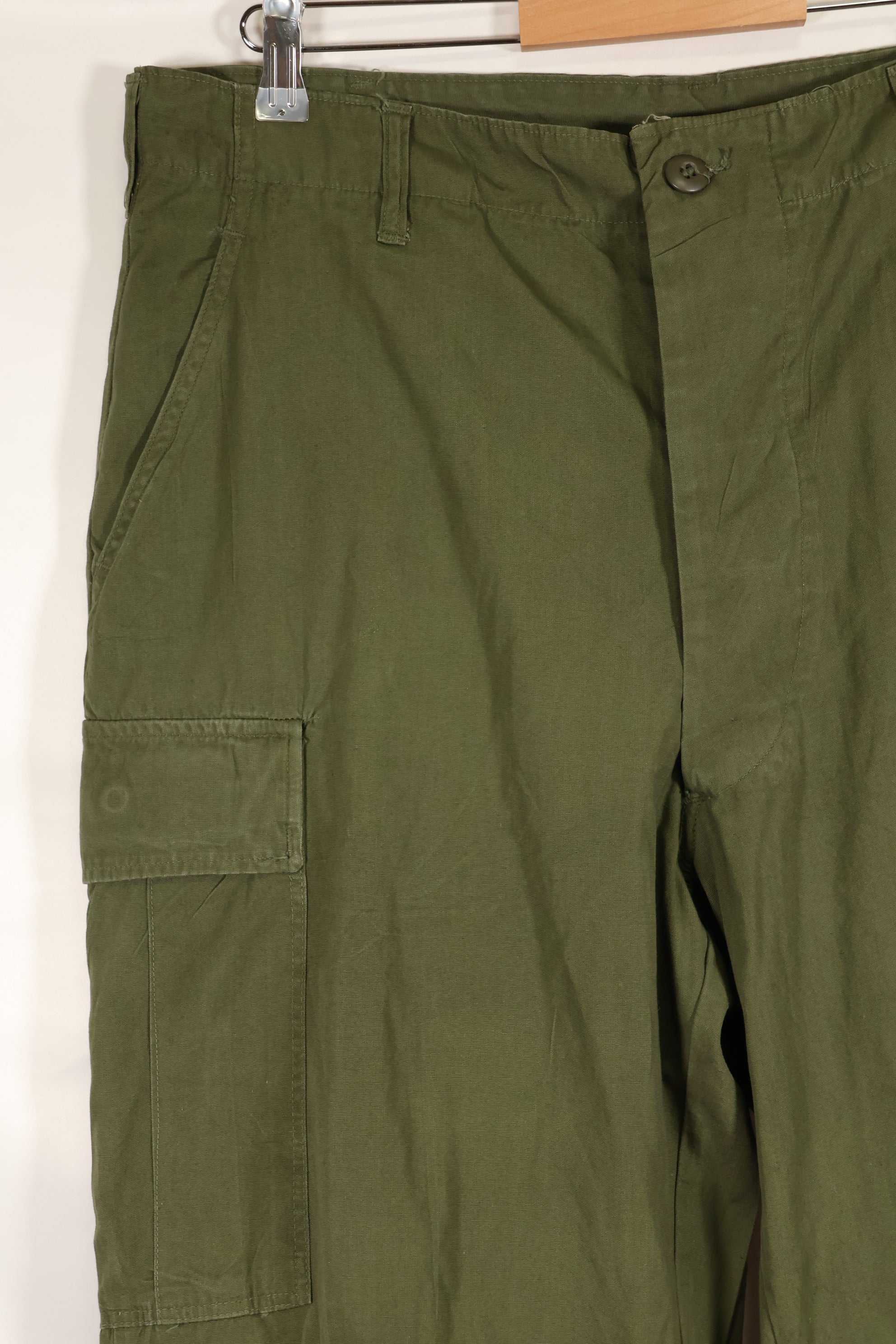 Circa 1967 L-R Non Rip 3rd Model Jungle Fatigue Pants, good condition, used.