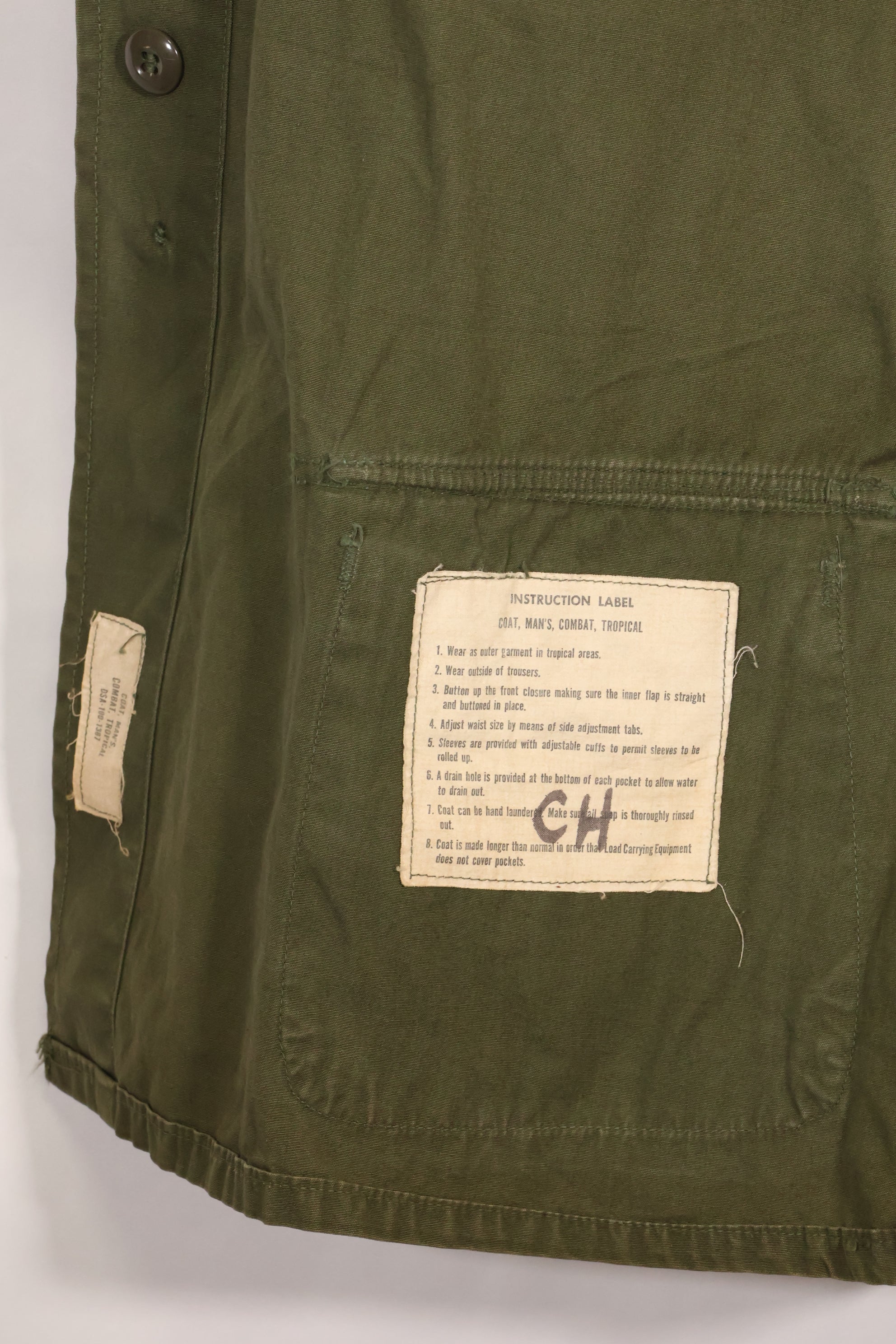Circa 1965 M-R 2nd Model Jungle Fatigue Jacket, first attached, with patches, famous division, used.