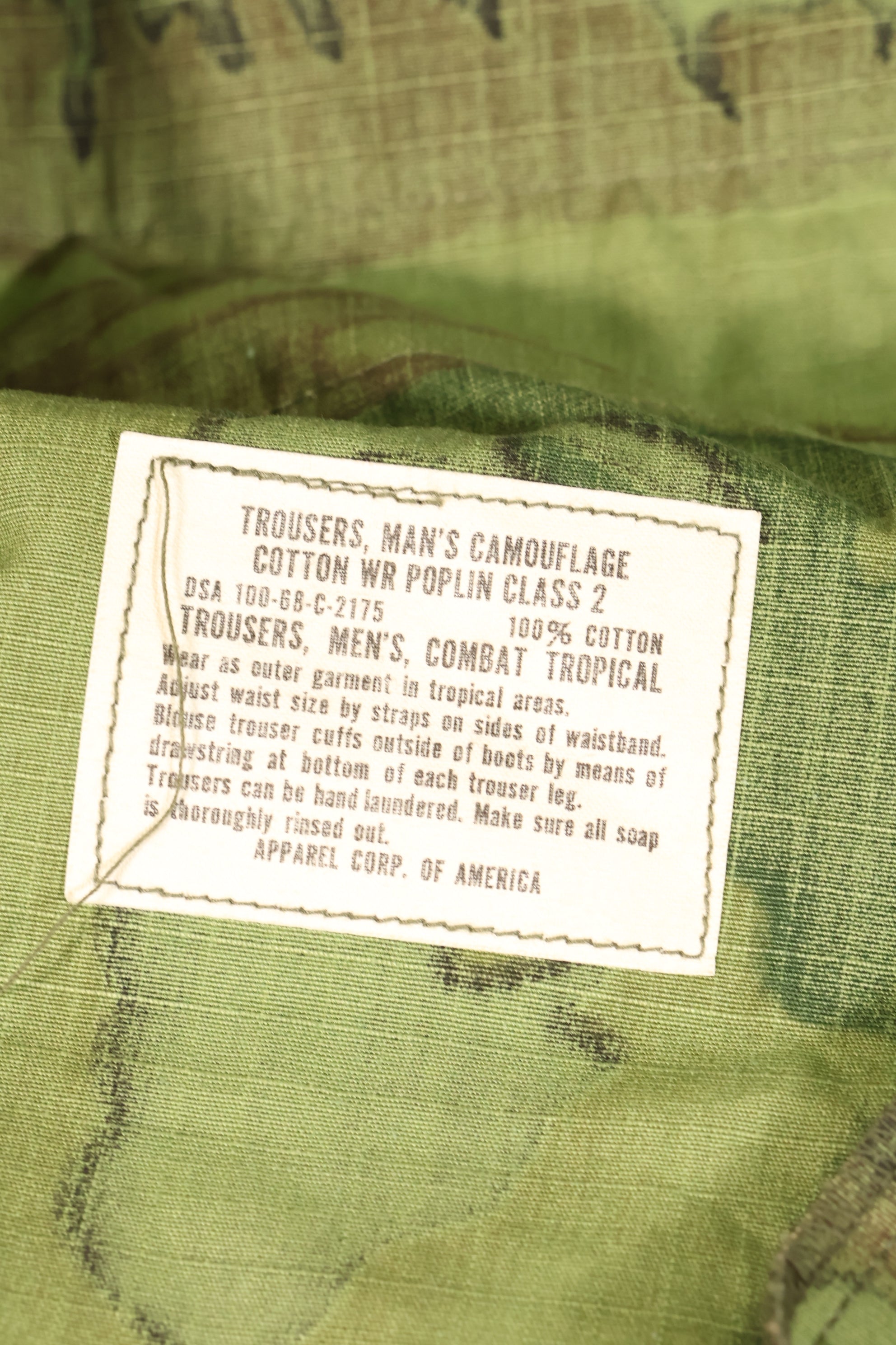 1968 Contract, S-R, Ripstop Fabric, ERDL Leaf Camo, Fatigue Pants, Good Condition, Used