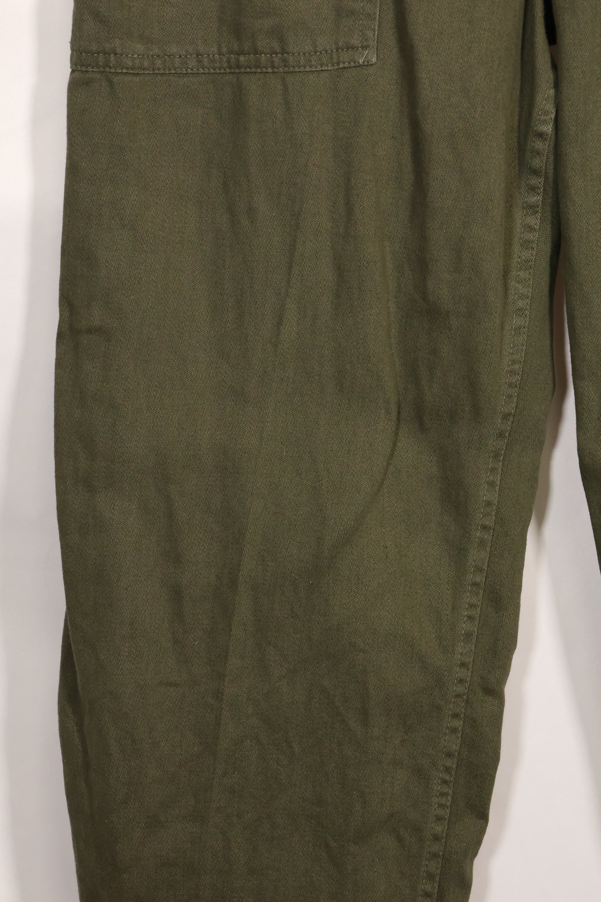 Early 1960s OG-107 utility pants, baker pants, zipper fly, used.