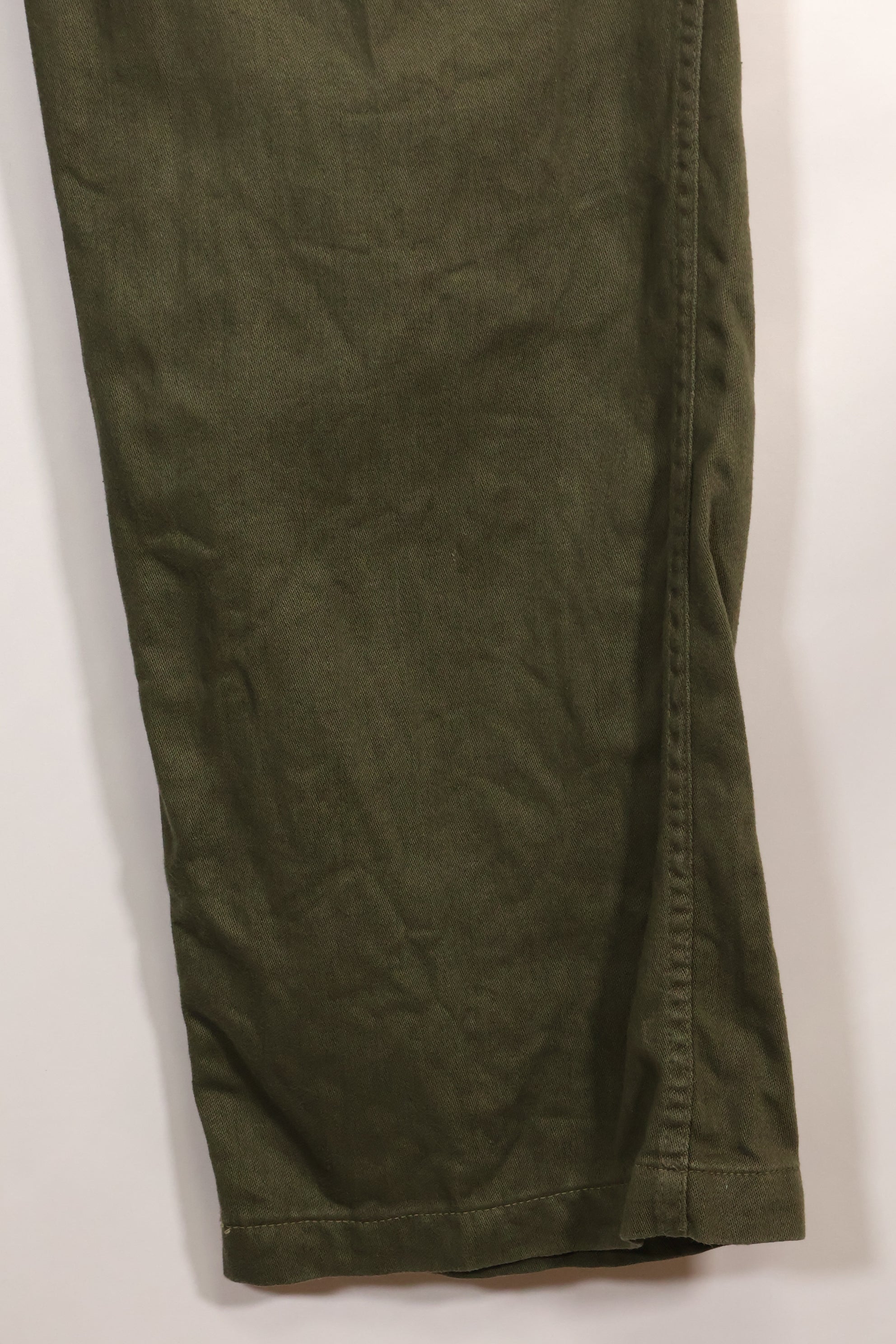 Early 1960s OG-107 utility pants, baker pants, zipper fly, used.