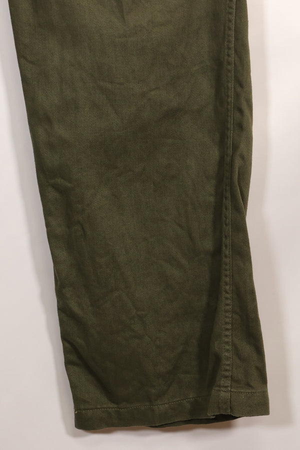 Early 1960s OG-107 utility pants, baker pants, zipper fly, used.