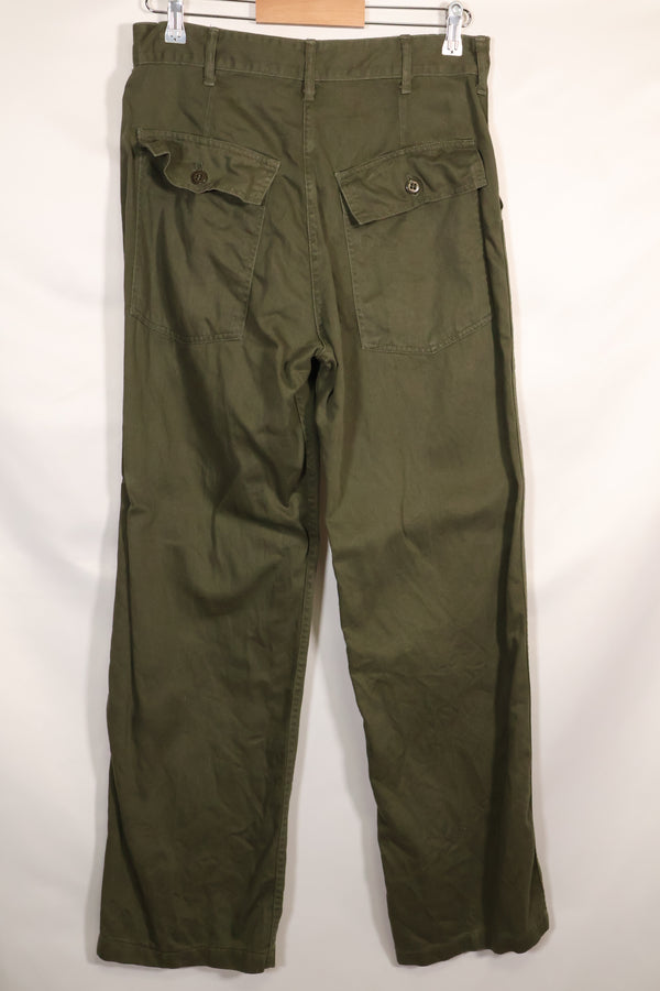 Early 1960s OG-107 utility pants, baker pants, zipper fly, used.
