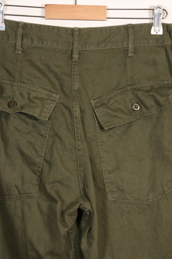 Early 1960s OG-107 utility pants, baker pants, zipper fly, used.