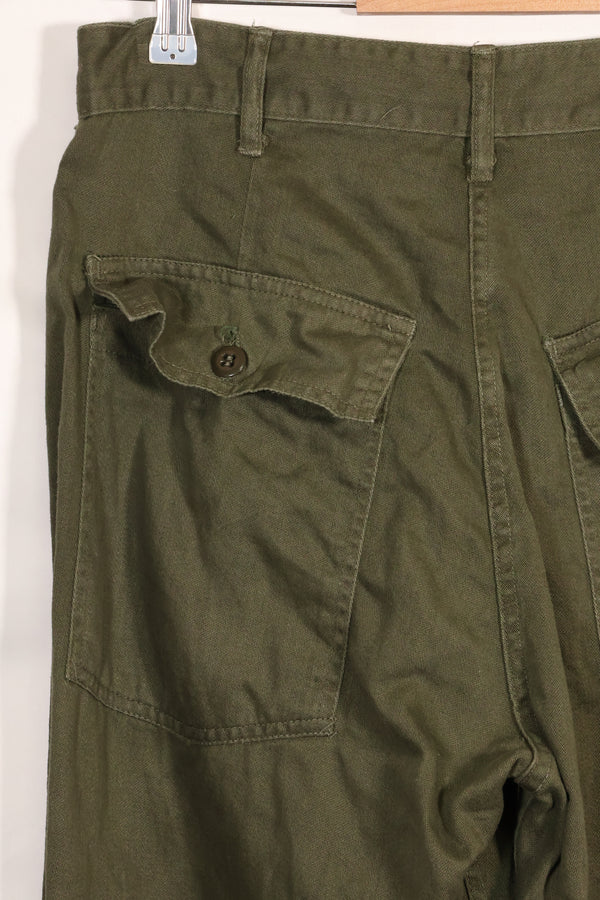 Early 1960s OG-107 utility pants, baker pants, zipper fly, used.