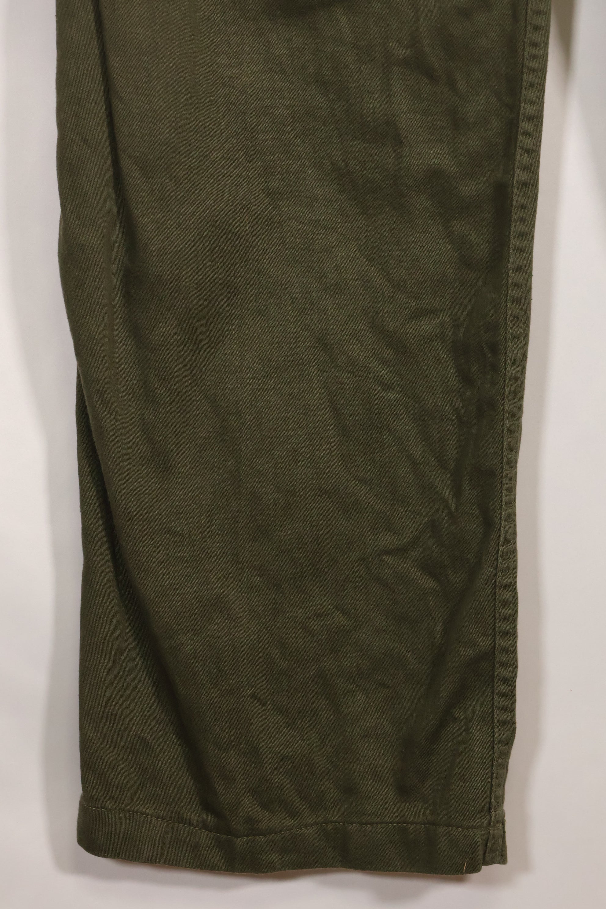 Early 1960s OG-107 utility pants, baker pants, zipper fly, used.