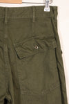 Early 1960s OG-107 utility pants, baker pants, zipper fly, used.