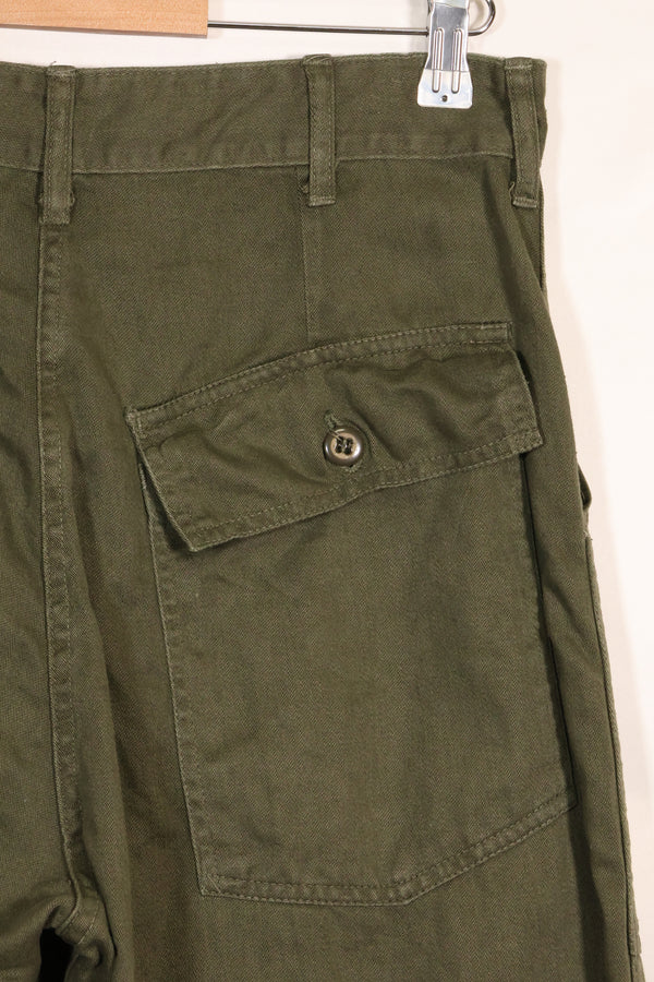 Early 1960s OG-107 utility pants, baker pants, zipper fly, used.