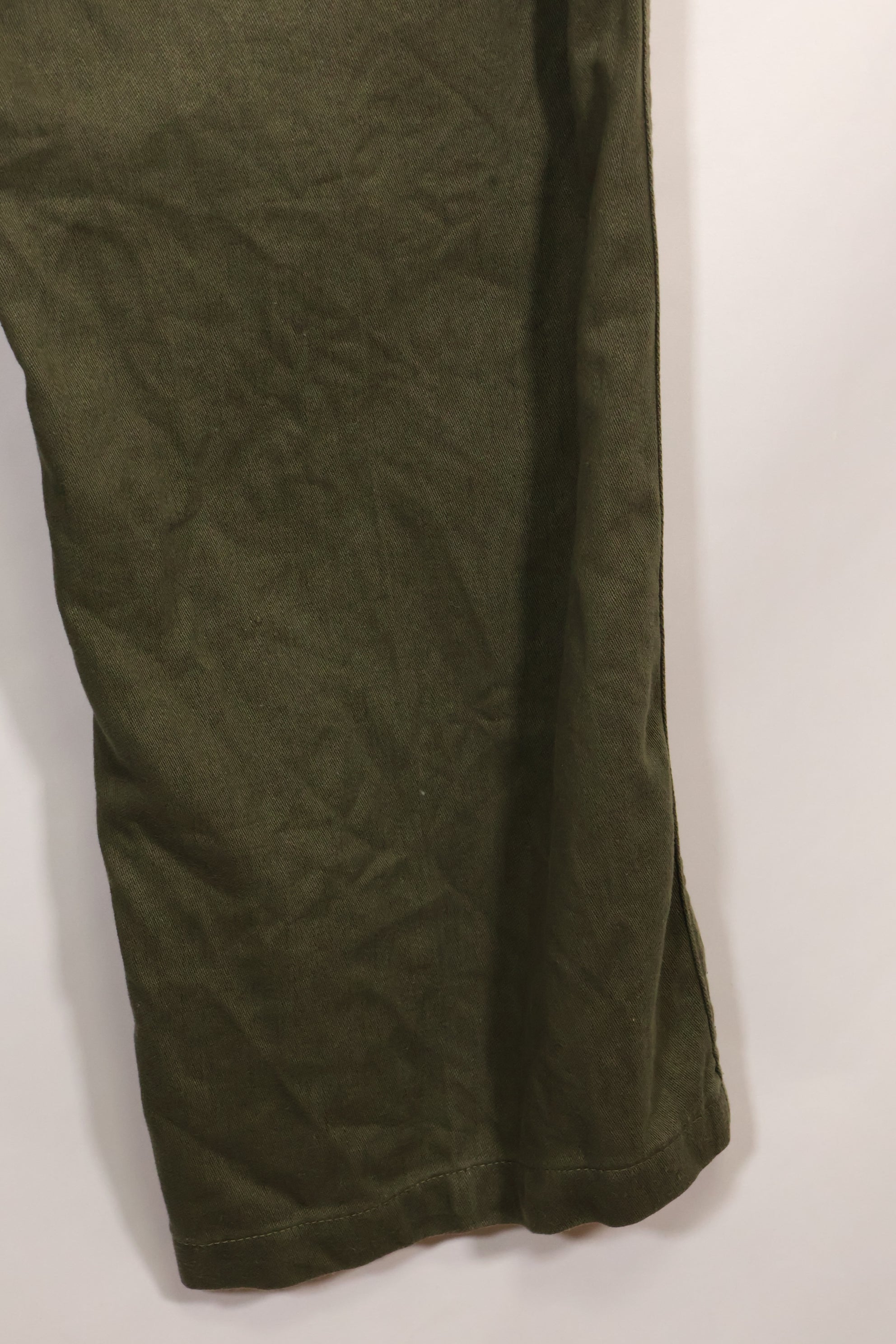 Early 1960s OG-107 utility pants, baker pants, zipper fly, used.
