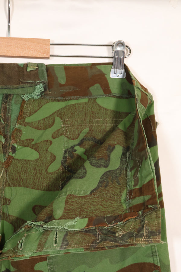 1960's Poplin ARVN leaf camouflage pants, size large, light fabric, rare, used.