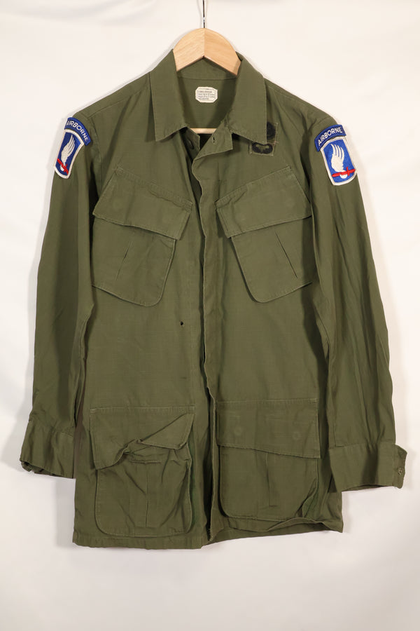 1969 Contract X-S-R 4th Model Jungle Fatigue Jacket 173rd Airborne Brigade, patch available, used.
