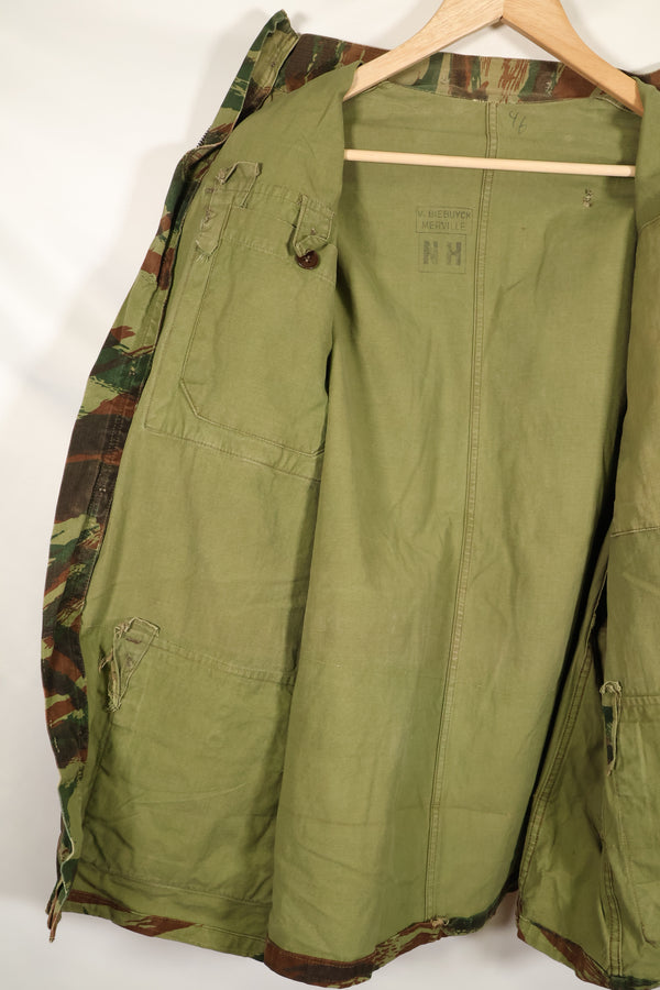 1950s French Army Airborne TAP 47/56 Pattern Lizard Camouflage Jacket, used.