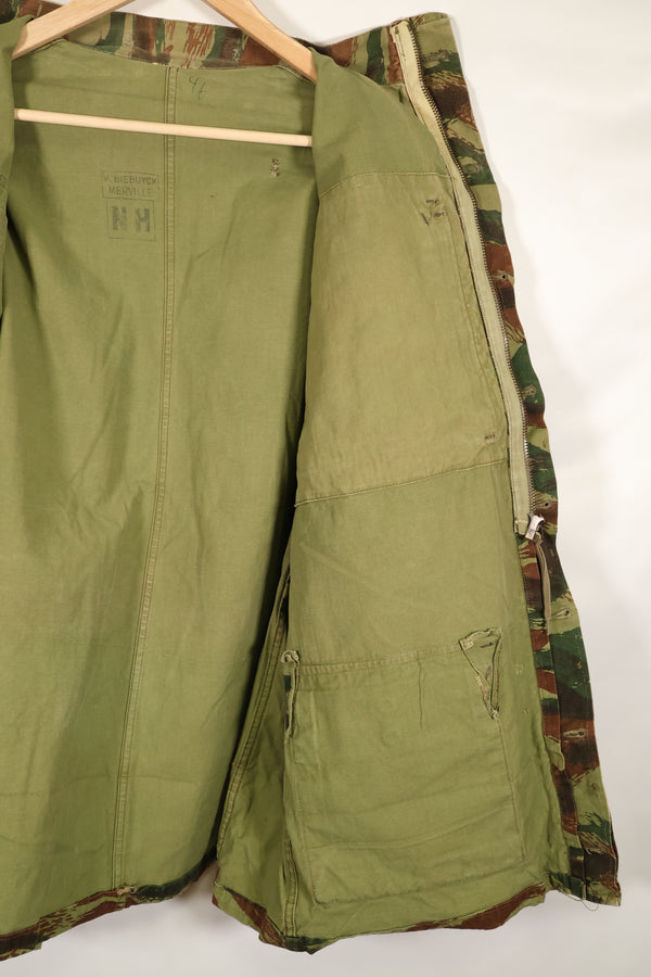 1950s French Army Airborne TAP 47/56 Pattern Lizard Camouflage Jacket, used.