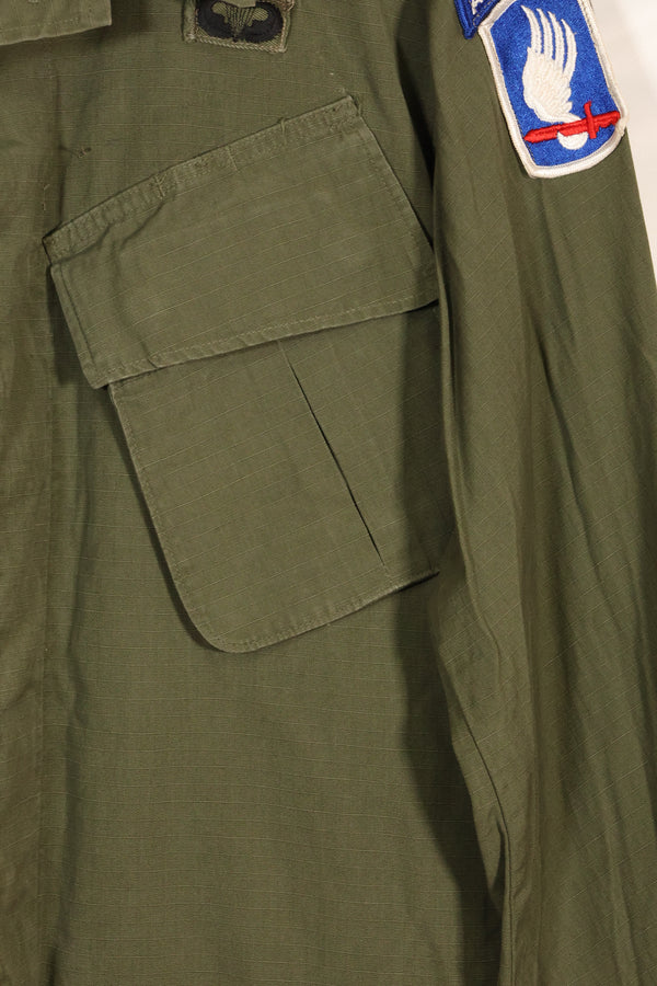 1969 Contract X-S-R 4th Model Jungle Fatigue Jacket 173rd Airborne Brigade, patch available, used.