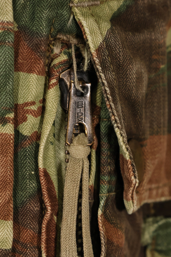 1950s French Army Airborne TAP 47/56 Pattern Lizard Camouflage Jacket, used.