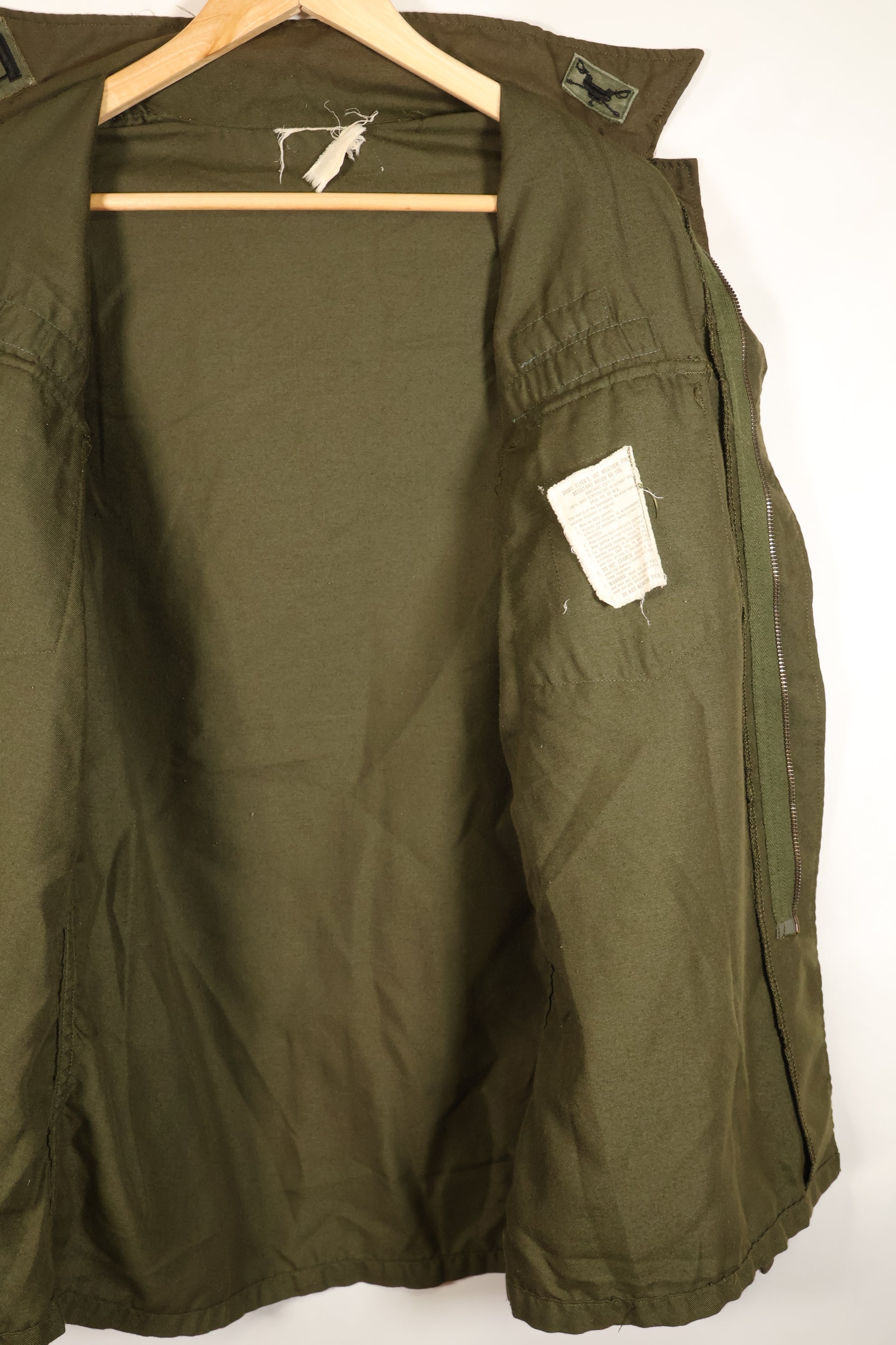 1971 Contract, M-L, U.S. Army, NOMEX Flame-Retardant Jacket for Pilots, with Patches, Used