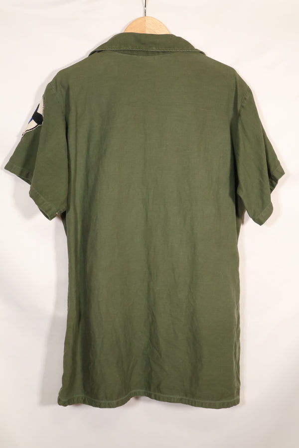 1967 Contract Snoopy Patch US Navy USN OG-107 Utility Shirt Used B