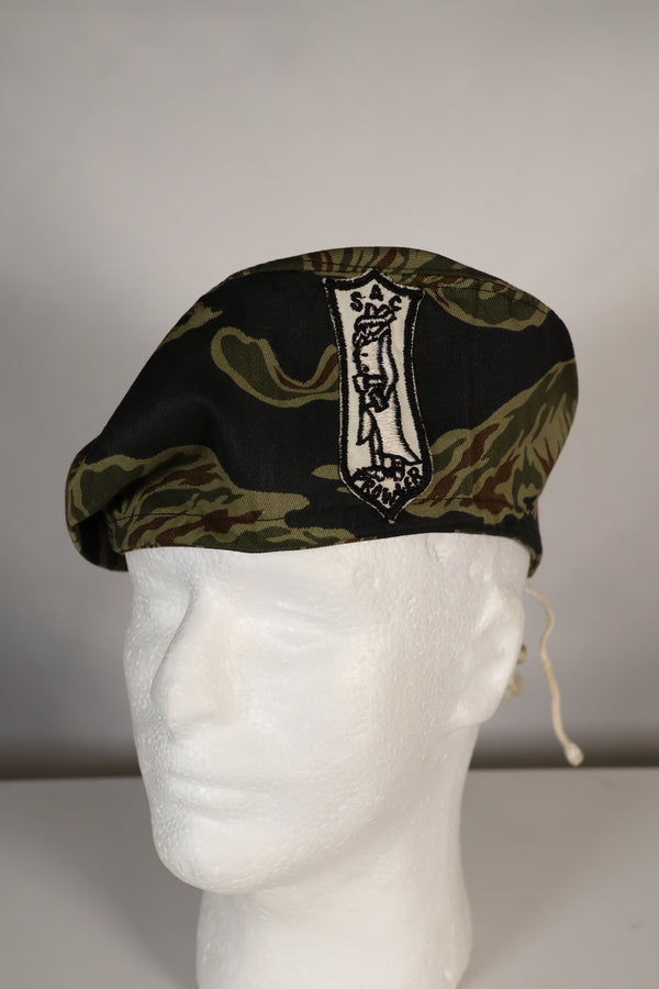 Real privately procured zigzag pattern tiger stripe beret, unused.