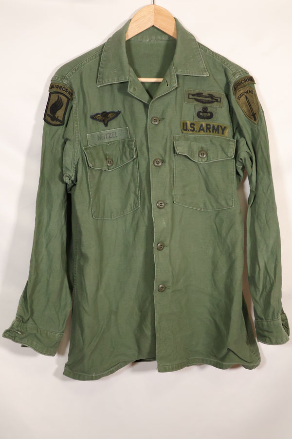 1960s-70s OG-107 Utility Shirt US Army 173rd Airborne Brigade Soldier Used