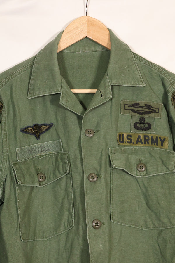1960s-70s OG-107 Utility Shirt US Army 173rd Airborne Brigade Soldier Used