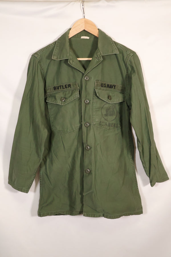 1967 Contract US Navy OG-107 Utility Shirt Engineering Corps SEABEES same owner B