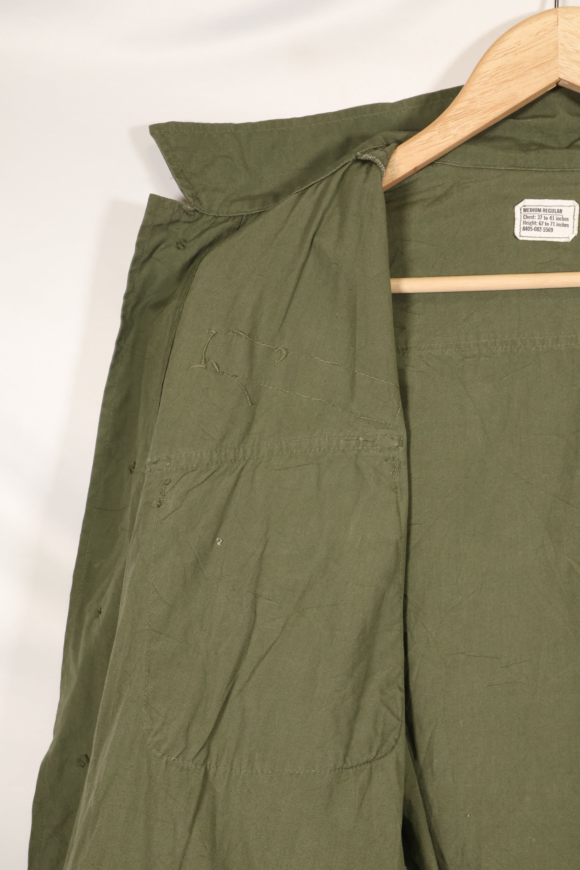 1969 Contract M-R Non Rip 3rd Model Jungle Fatigue Jacket, used, with tape.