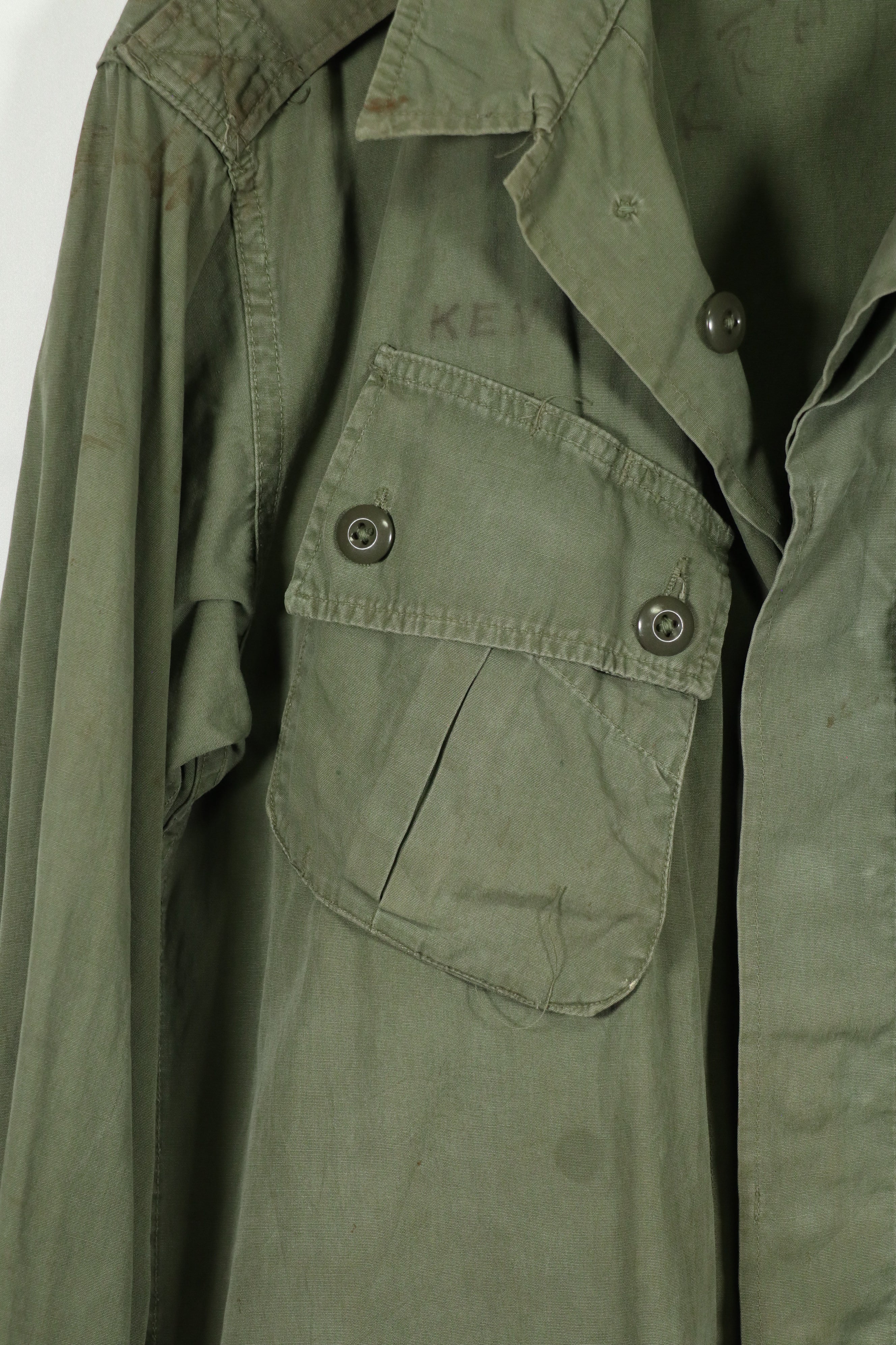 Real 1963 1st Model Jungle Fatigue Jacket MEDIUM-LONG, used with fading.